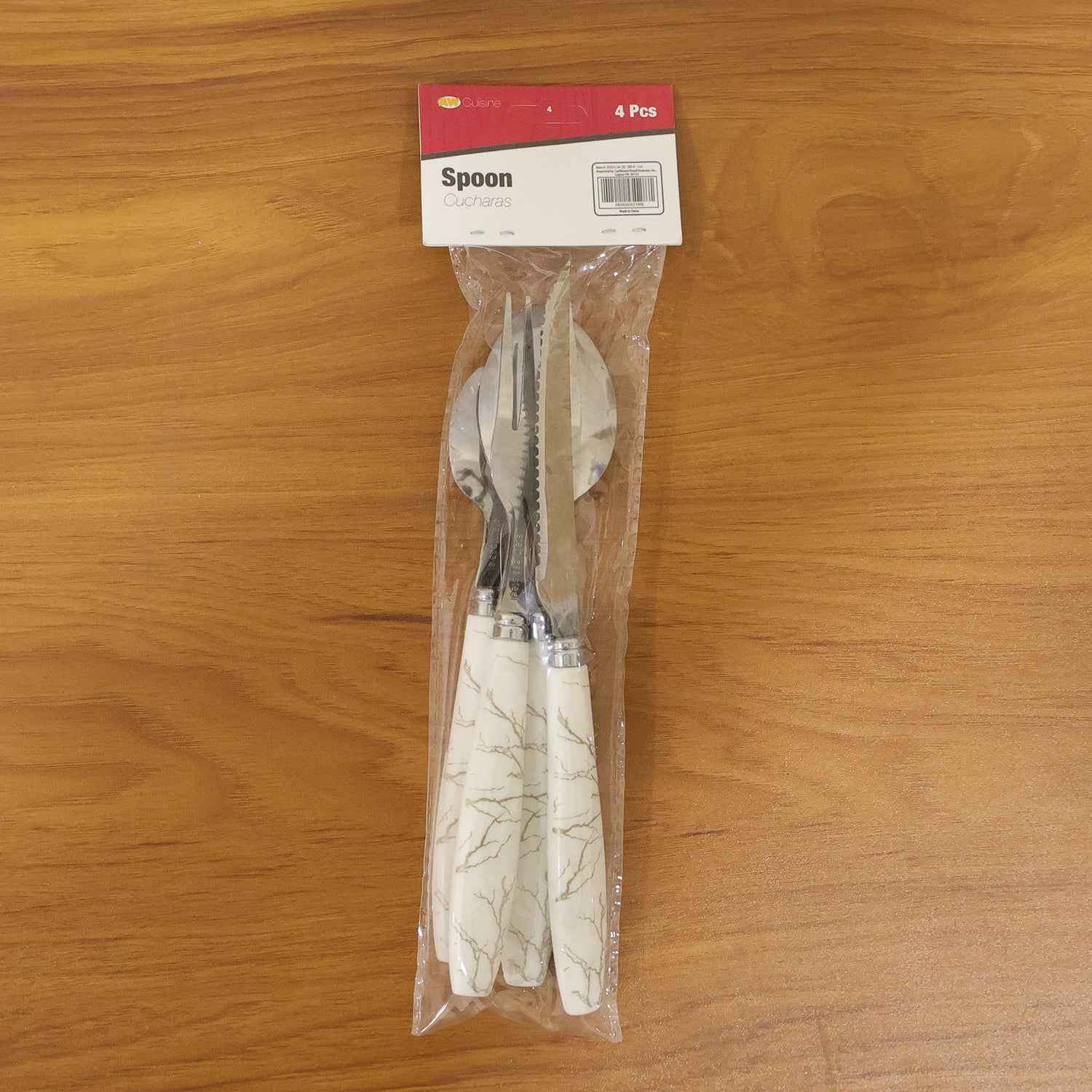 Stainless Steel Cutlery Set With Marble Design Handle (4 Pc  Set)