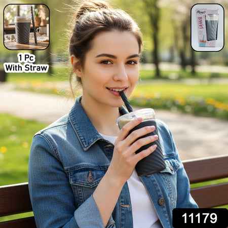 Swirl Design Drinking Tumbler Cup With Lid And Straw (1 Pc)