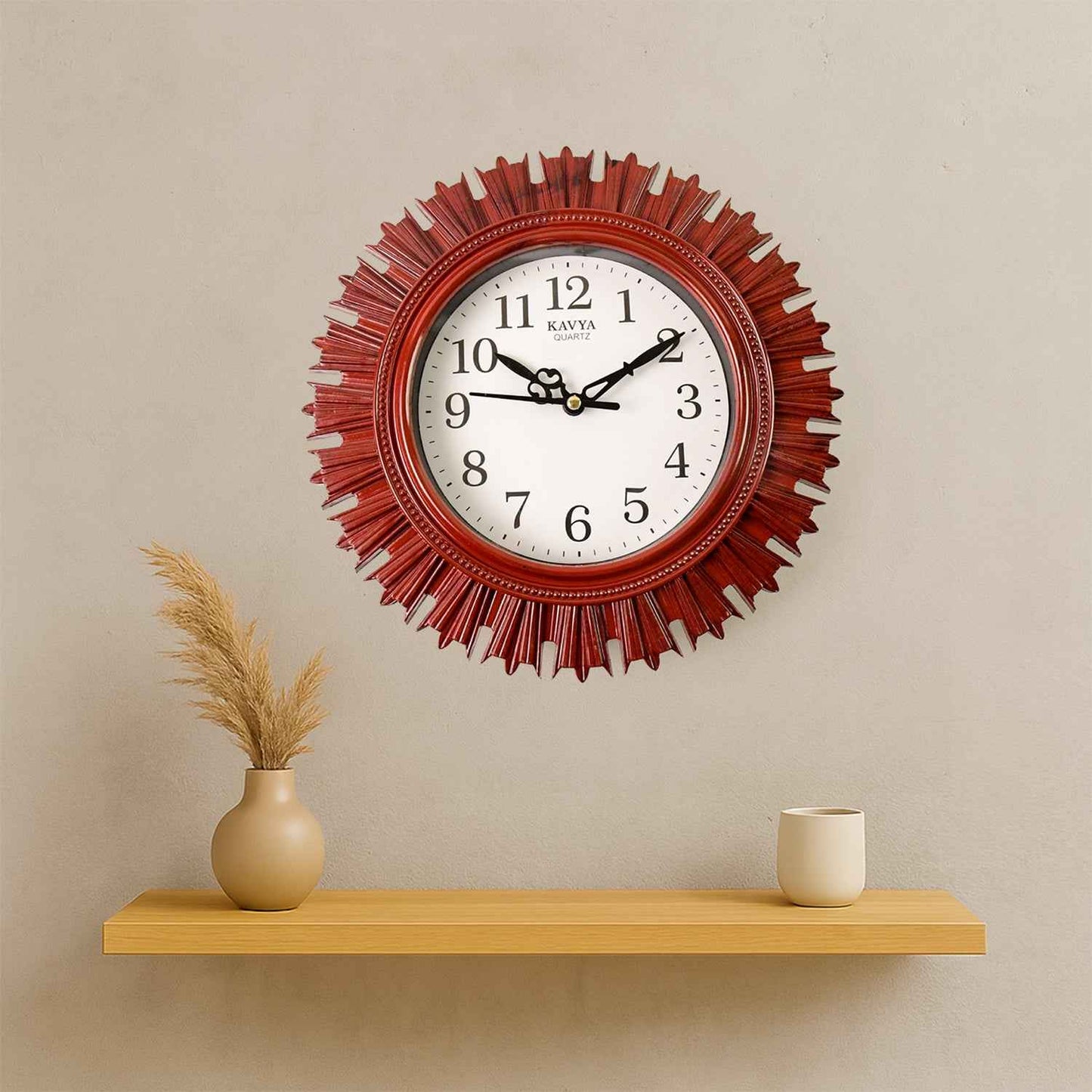 4918 Wooden Look Designer Wall Clock Plastic Decorative Latest Wall Clock Battery Operated Round Easy To Read For Roomhomekitchenbedroomofficeschool