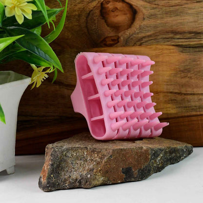 Scalp Massager Shampoo Brush Soft Silicone Hair Washing Comb With Handle
