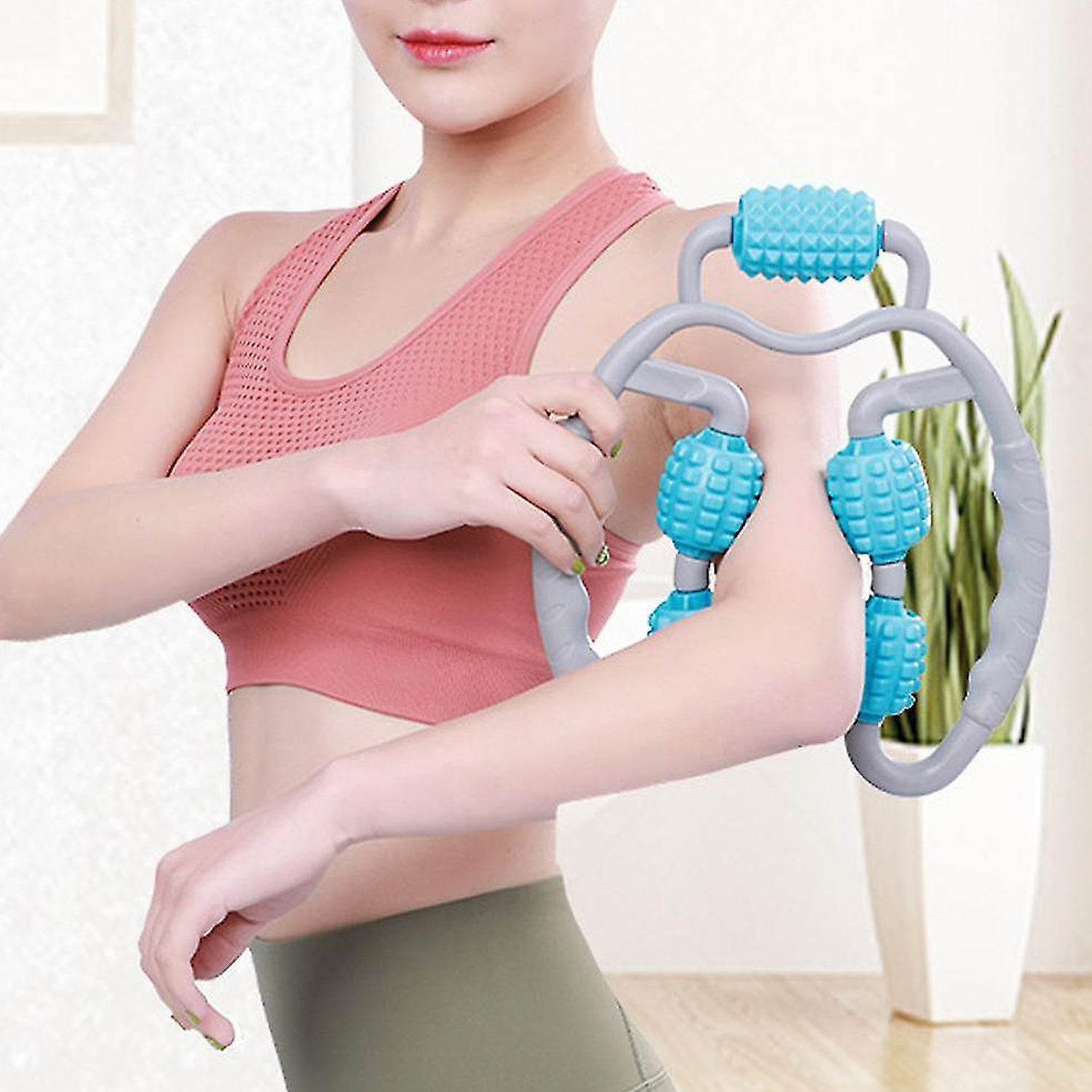 0265 Muscle Massage Roller 5 Wheels Relieve Soreness Leg Muscle Roller Fitness Roller Muscle Relaxer Massage Roller Ring Clip All Round Massaging Uniform Force Elastic Pp Drop Shaped For Home Use (1 Pc) - Best Deals at BeSh Deals®