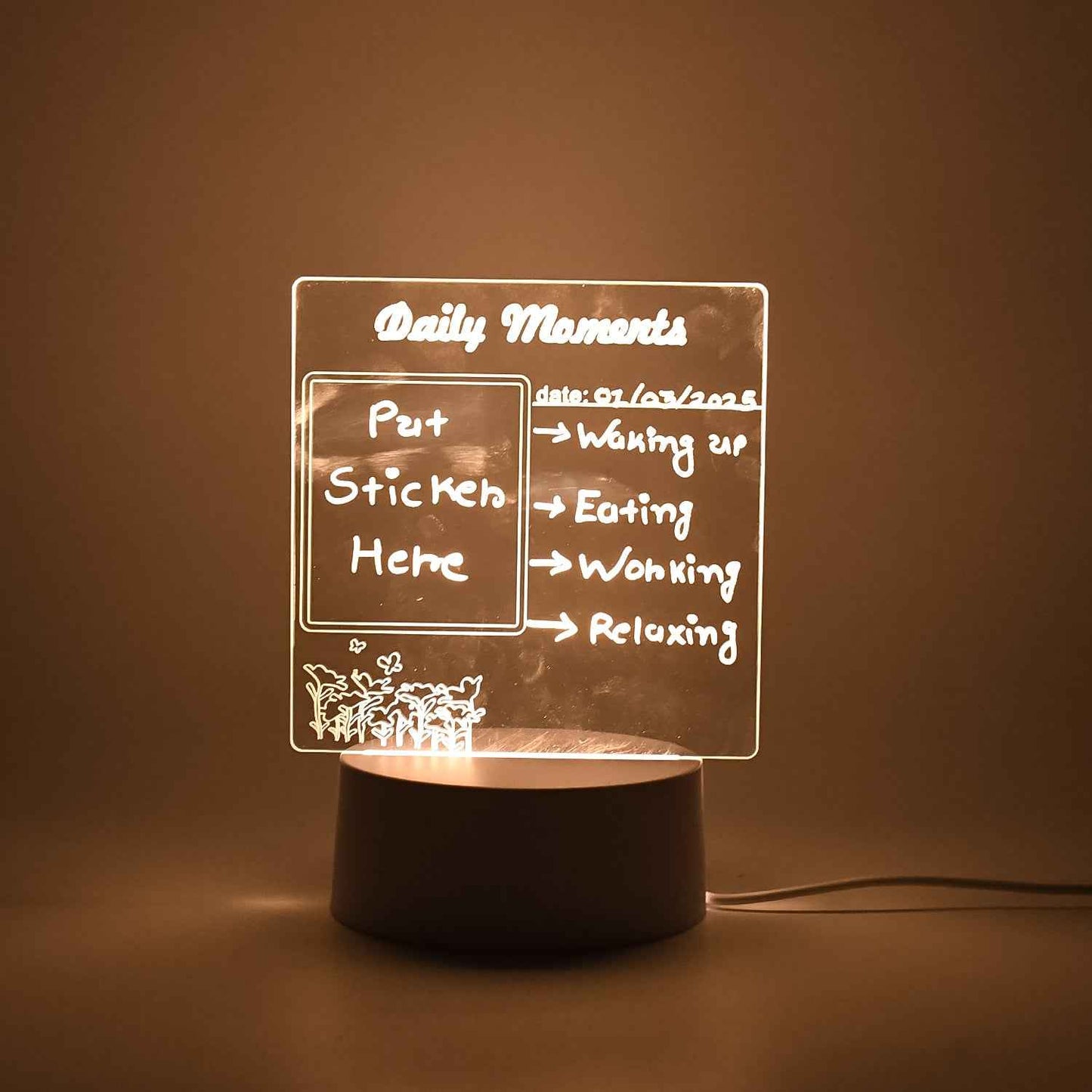12939 Creative Visualization Lamp 3 Dacrylic Decorative Lamp For Creative Keeps Notes Drawing Table Lamp For Home Decor  Bedroom  Gift  Office Decoration  Erasable Board (Heart-shape  1 Pc)