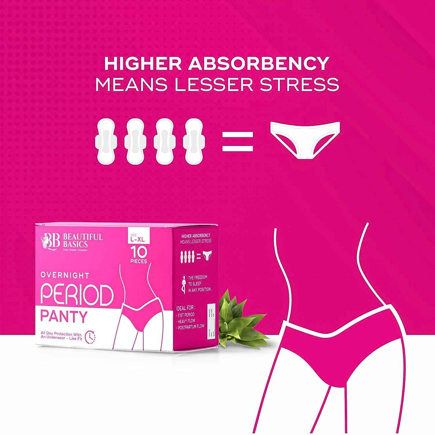 Beautiful Basics Overnight Period Panty Xxl Size (10 Pc)