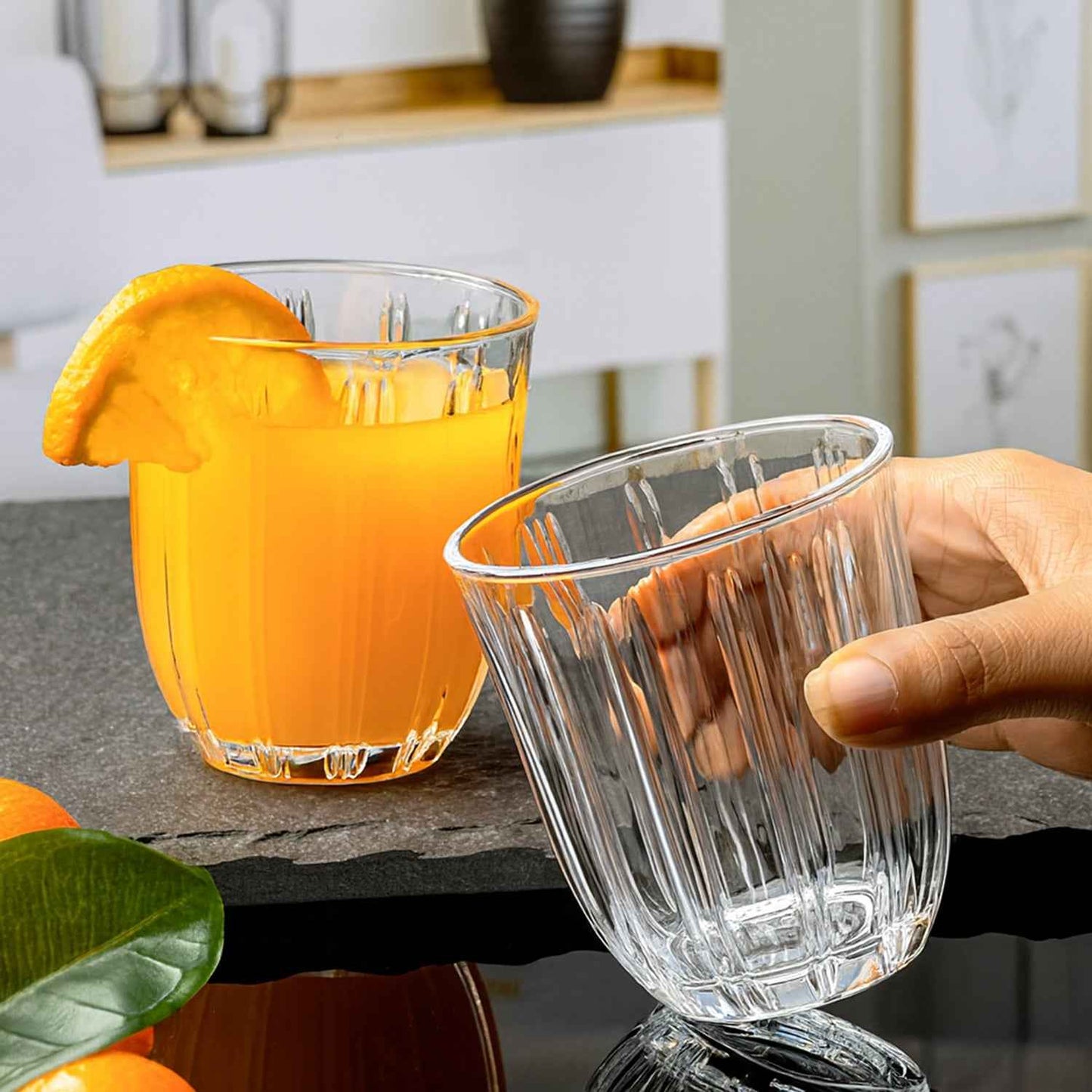 Premium Transparent Glass Tumbler Set (256ml  6 Pc)