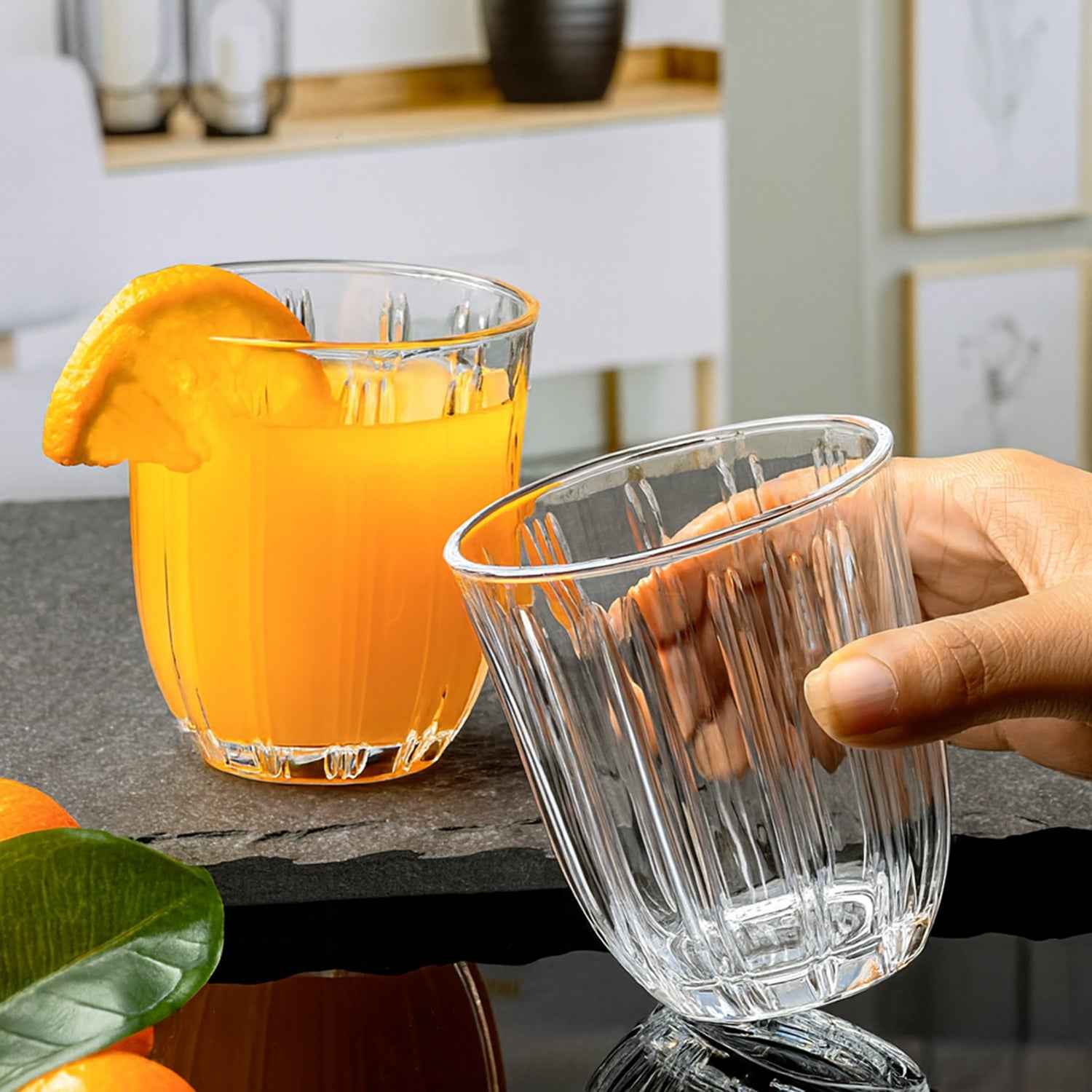 Premium Transparent Glass Tumbler Set (256ml  6 Pc)