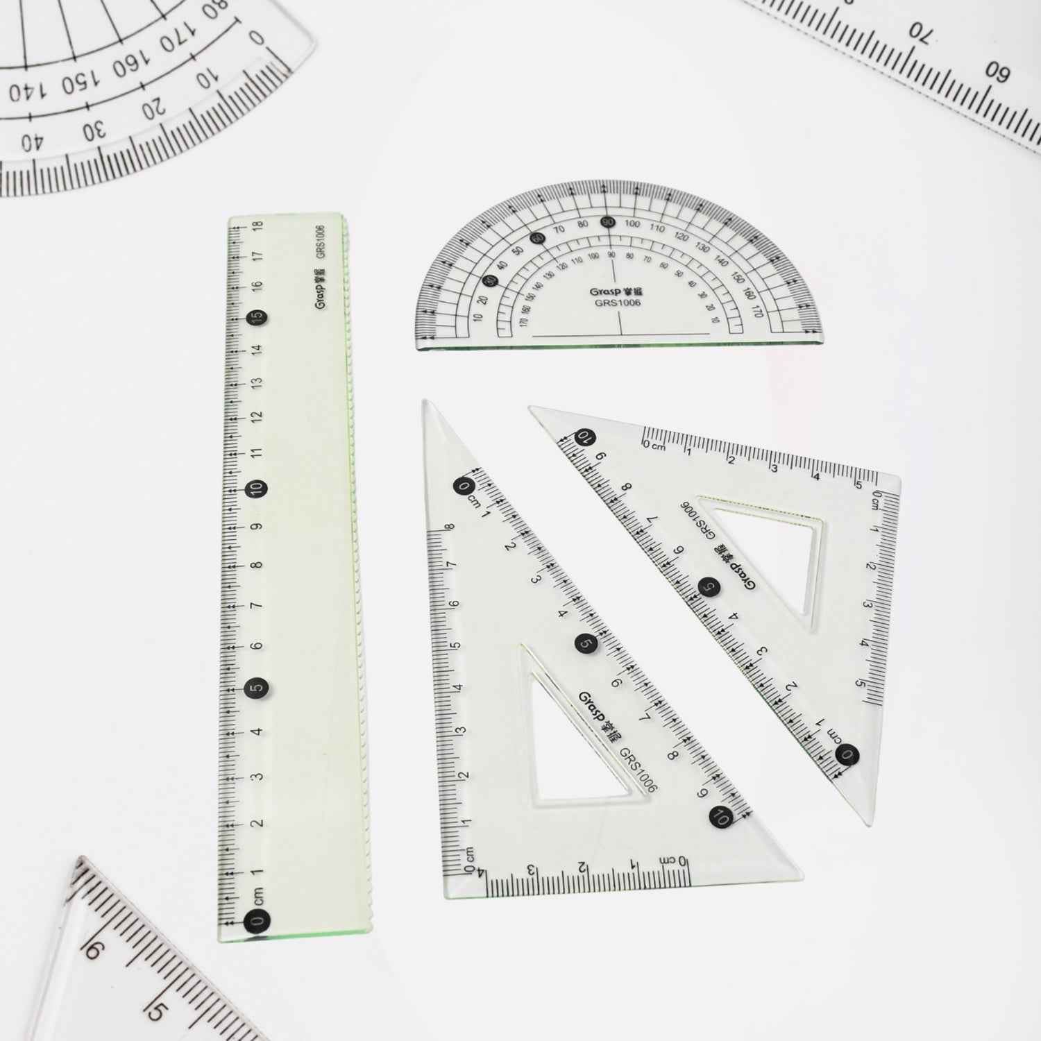 4-piece Geometry Set Triangle Ruler Protractor Straight Ruler