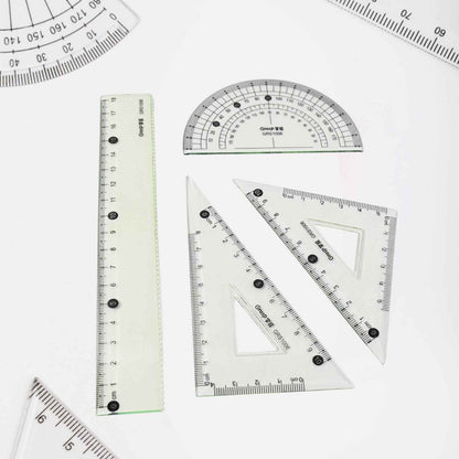 4-piece Geometry Set Triangle Ruler Protractor Straight Ruler