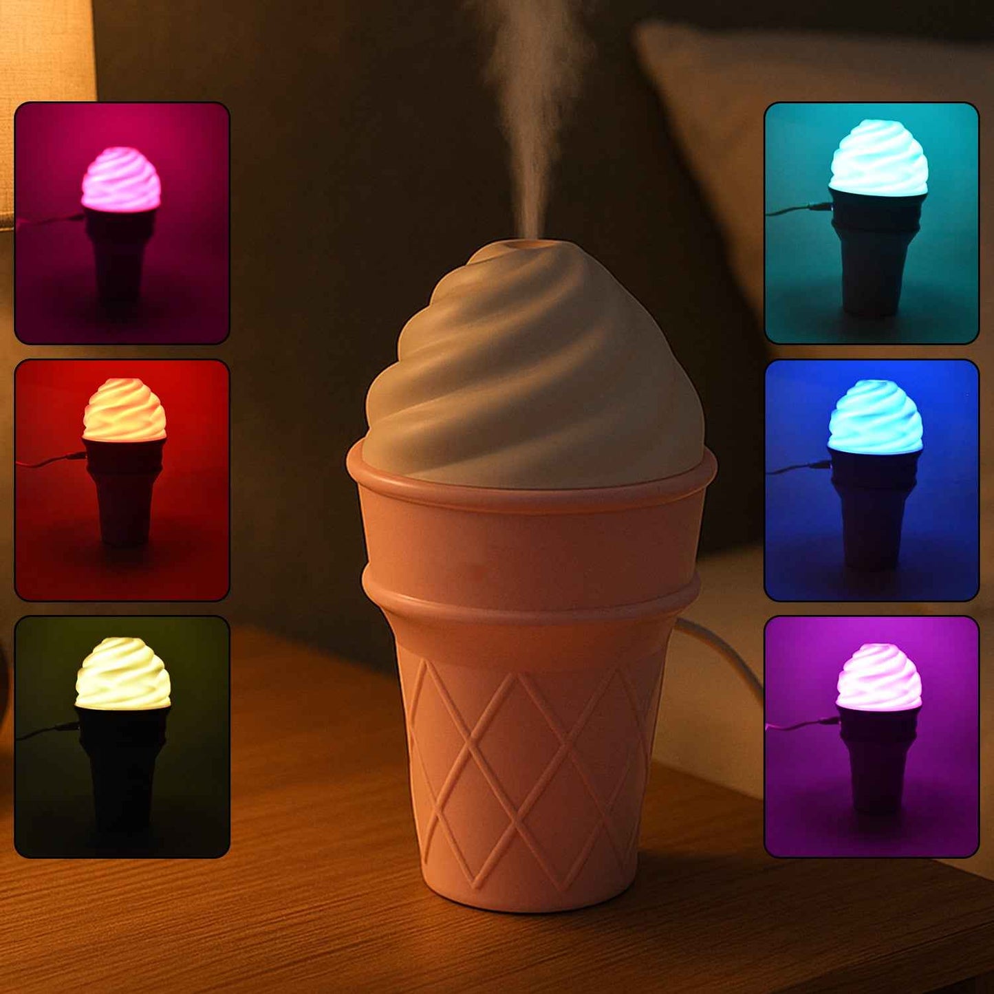Ice Cream Cone Shape Air Freshener Humidifier (1pc  Pink)