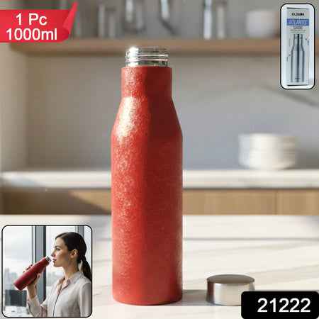 Stainless Steel Water Bottle Red Color (1000 Ml 1 Pc)