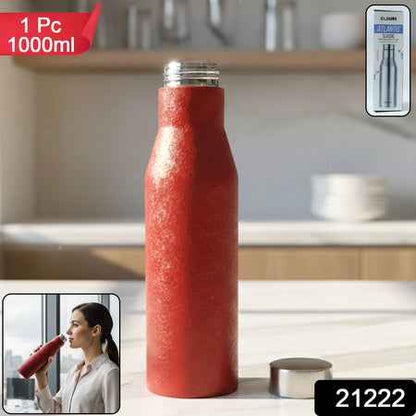 Stainless Steel Water Bottle Red Color (1000 Ml 1 Pc)