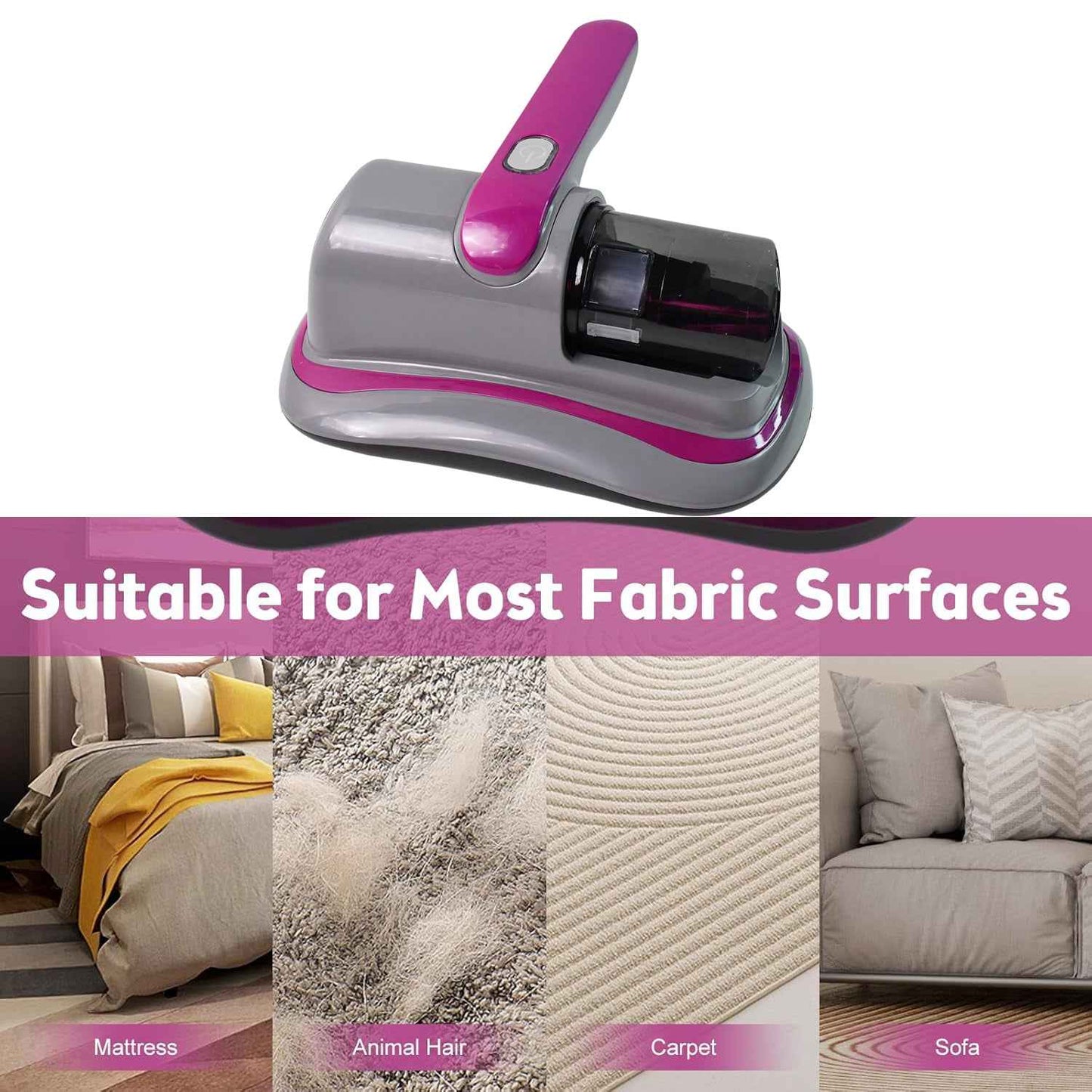 0227 Powerful Suction Portable Handheld Vacuum Cleaner - Low Noise Vacuum Cleaner For Bed - Cordless Vacuum Cleaner For Car Seat Crevices Pillows Mattresses Sofas Wireless Anti Dust And Mite Cleaner