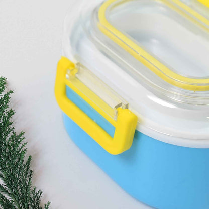 Durable Plastic Lunch Box For Kids With 2 In 1 Spoon Fork (1 Pc)