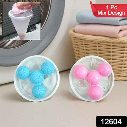 12604 Laundry Ball Floating Pet Fur Lint Hair Catcher Household Reusable Washing Machine Floating Lint Mesh Bag Hair Filter Net Pouch Washing Lint Hair Remover Net Mesh Bag Dryer (1 Pc)