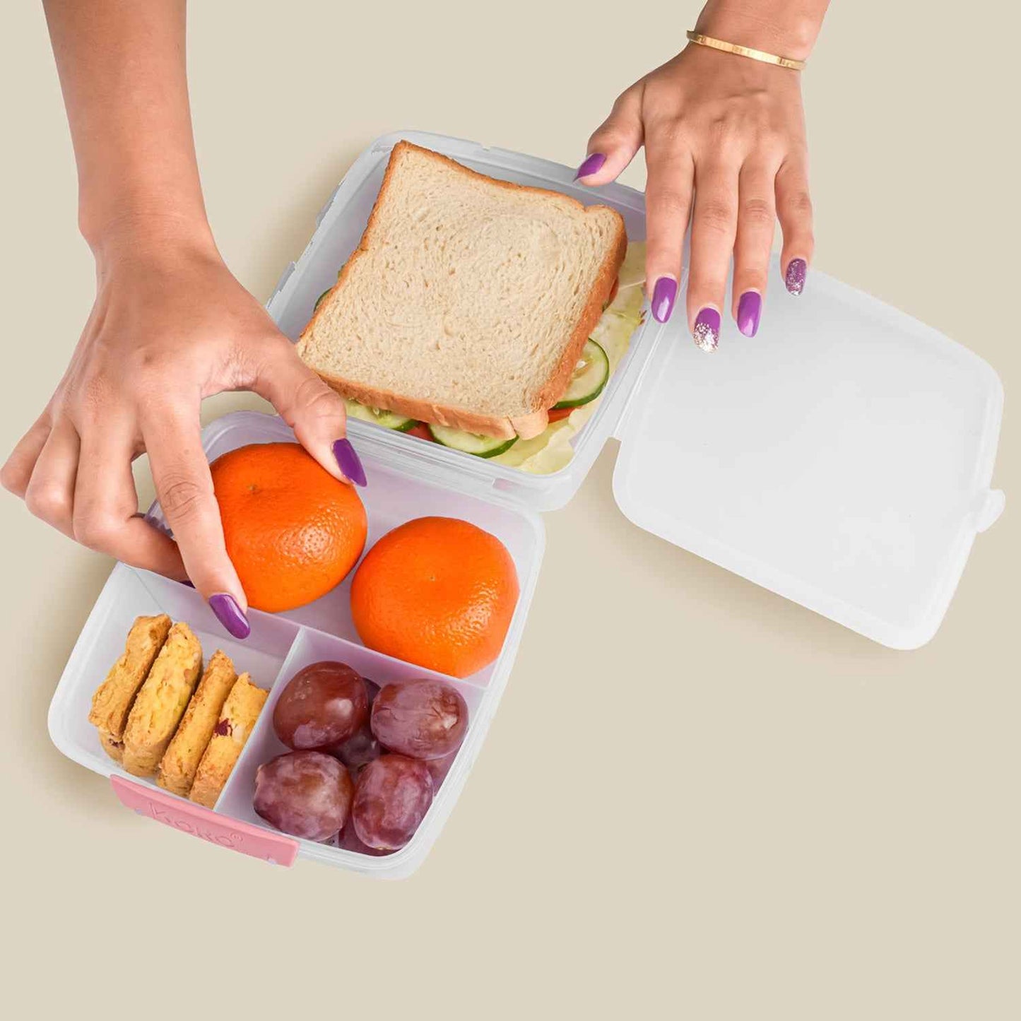 1 Large And 3 Small -compartment 1400 Ml Multipurpose Lunch Box (1400 Ml  1 Pc)