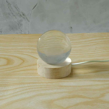 3d Crystal Lakshmi Ball Led Night Lamp With Wooden Base