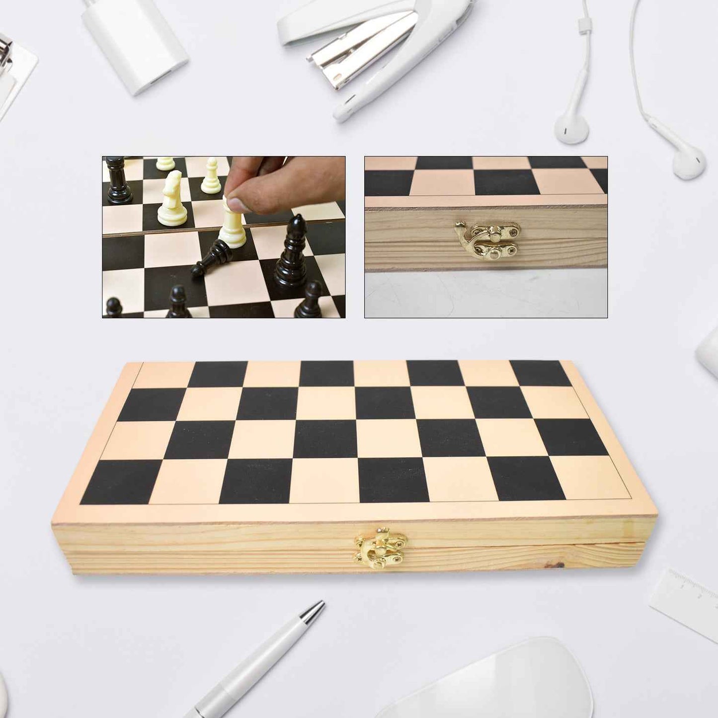 Folding Wooden Chess Board Set (30  30 Cm  1 Set)