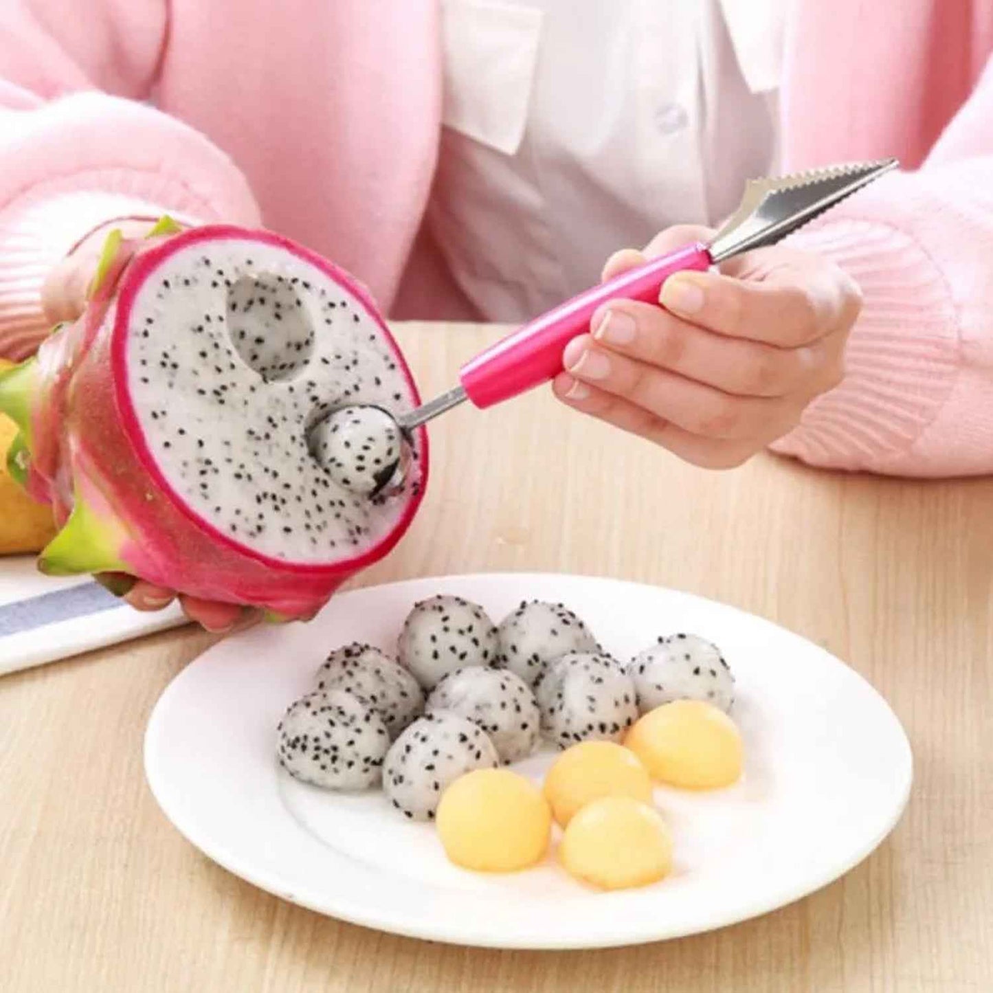Multifunctional Stainless Steel Fruit Vegetable Pattern Carving Knife Peeler Corer Spherical Dig Ball Scoop Garnishing Dig Ball Spoon Kit. - BeSh Deals®