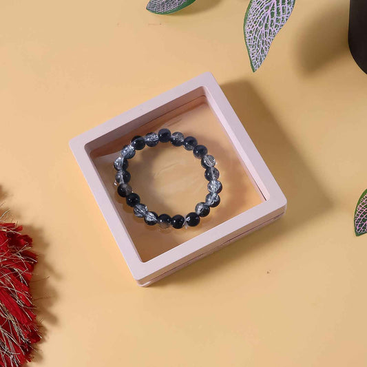 Elegant Dual-tone Crystal Beaded Stretch Bracelet (1 Pc)