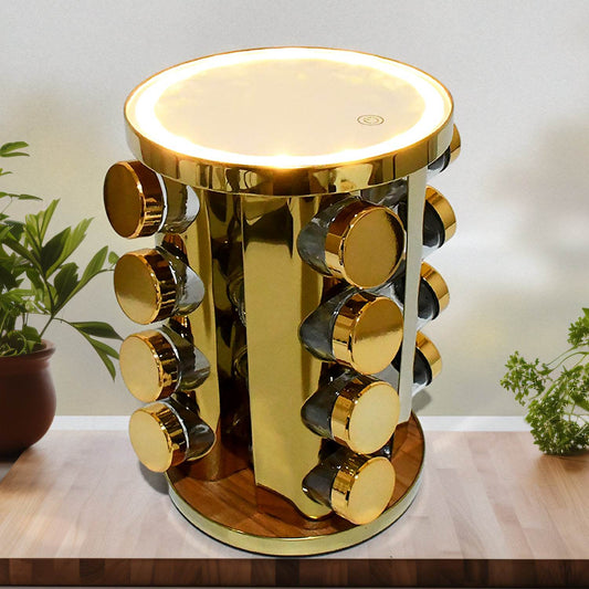 10009 Led Spice Rack Organizer Rotating Spice Rack With Free 16 Seasoning Jars Revolving Tower Organizer Stainless Steel For Kitchen Storage (Golden  16 Pc  Moq - 6 Pc) - Best Deals at BeSh Deals®