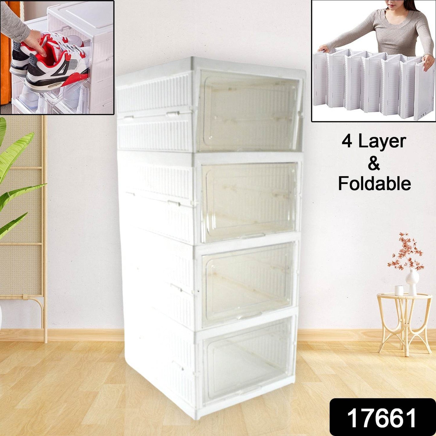 Stackable Multifunctional Storage For Clothes Foldable Drawer Shelf Basket Utility Cart Rack Storage Organizer Cart For Kitchen Pantry Closet Bedroom Bathroom Laundry (4 Layer 1 Pc) - Best Deals at BeSh Deals®