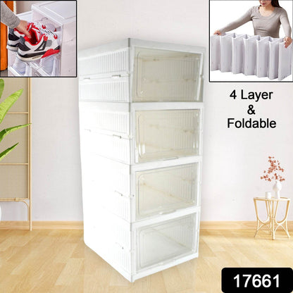 Stackable Multifunctional Storage For Clothes Foldable Drawer Shelf Basket Utility Cart Rack Storage Organizer Cart For Kitchen Pantry Closet Bedroom Bathroom Laundry (4 Layer 1 Pc) - Best Deals at BeSh Deals®