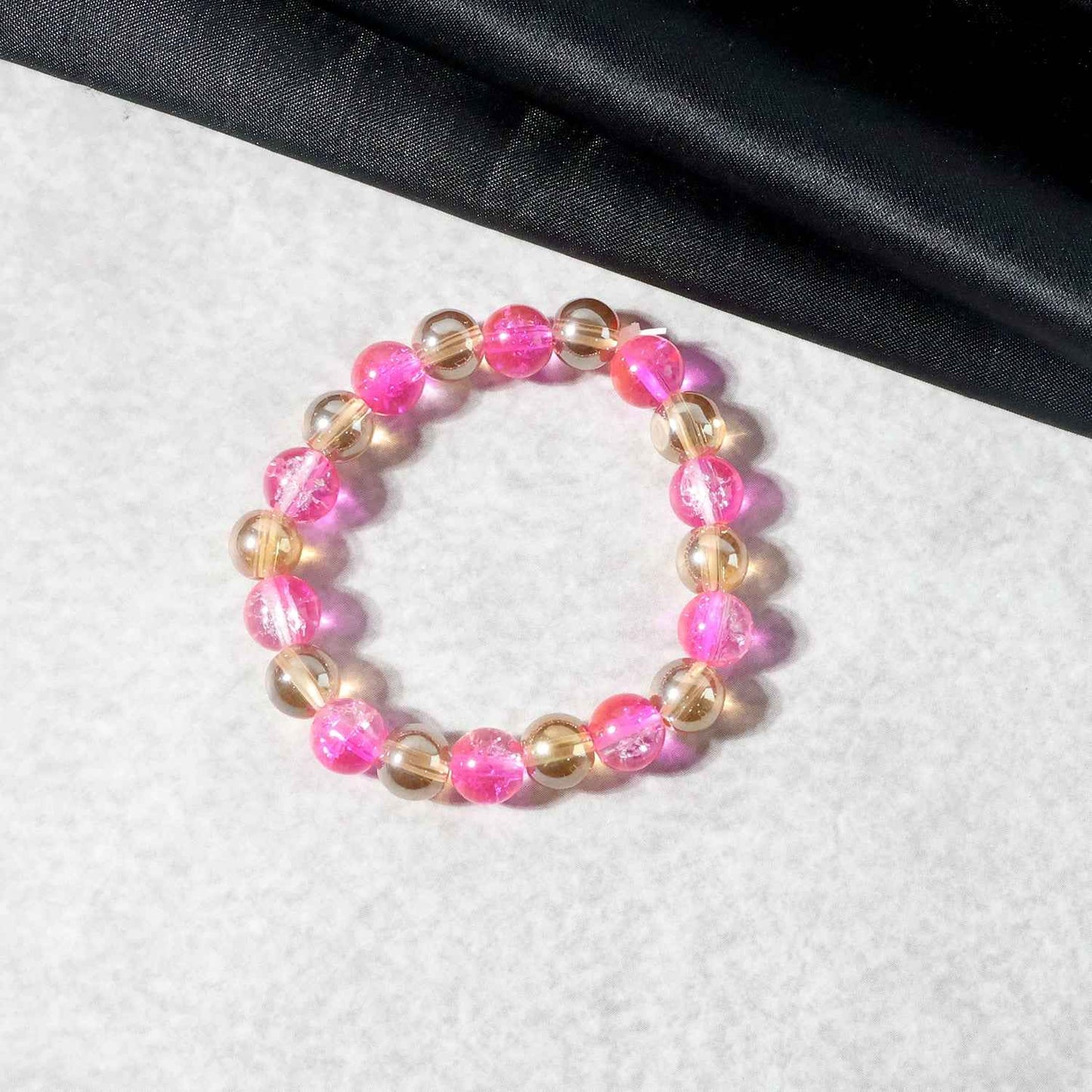 Elegant Dual-tone Crystal Beaded Stretch Bracelet (1 Pc)