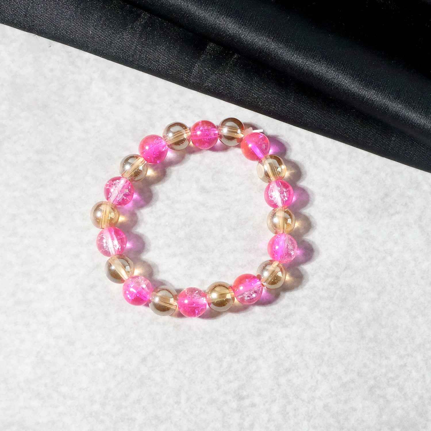 Elegant Dual-tone Crystal Beaded Stretch Bracelet (1 Pc)