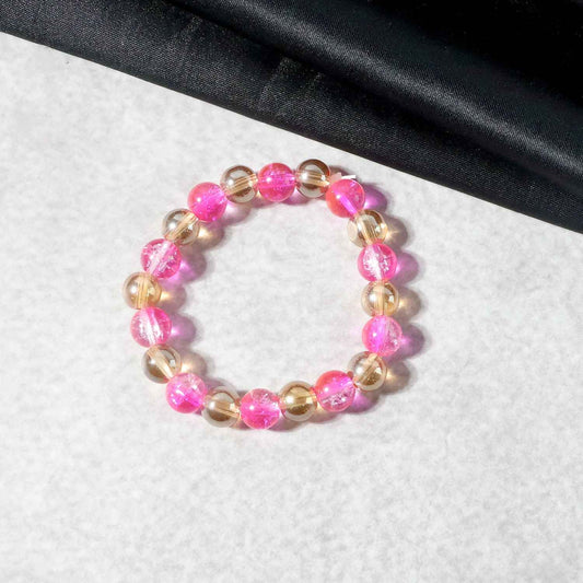 Elegant Dual-tone Crystal Beaded Stretch Bracelet (1 Pc)