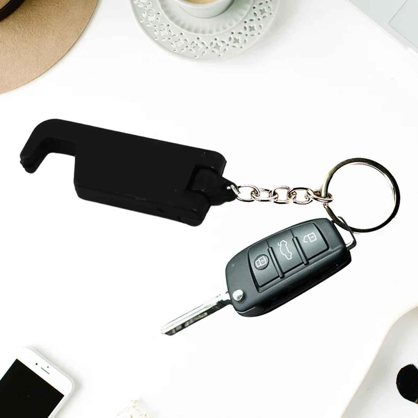 2 In 1 Plastic Keychain With Mobile Stand  Phone Holder (5 Pcs Set  Multicolor)