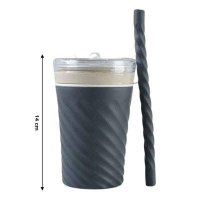 Swirl Design Drinking Tumbler Cup With Lid And Straw (1 Pc)
