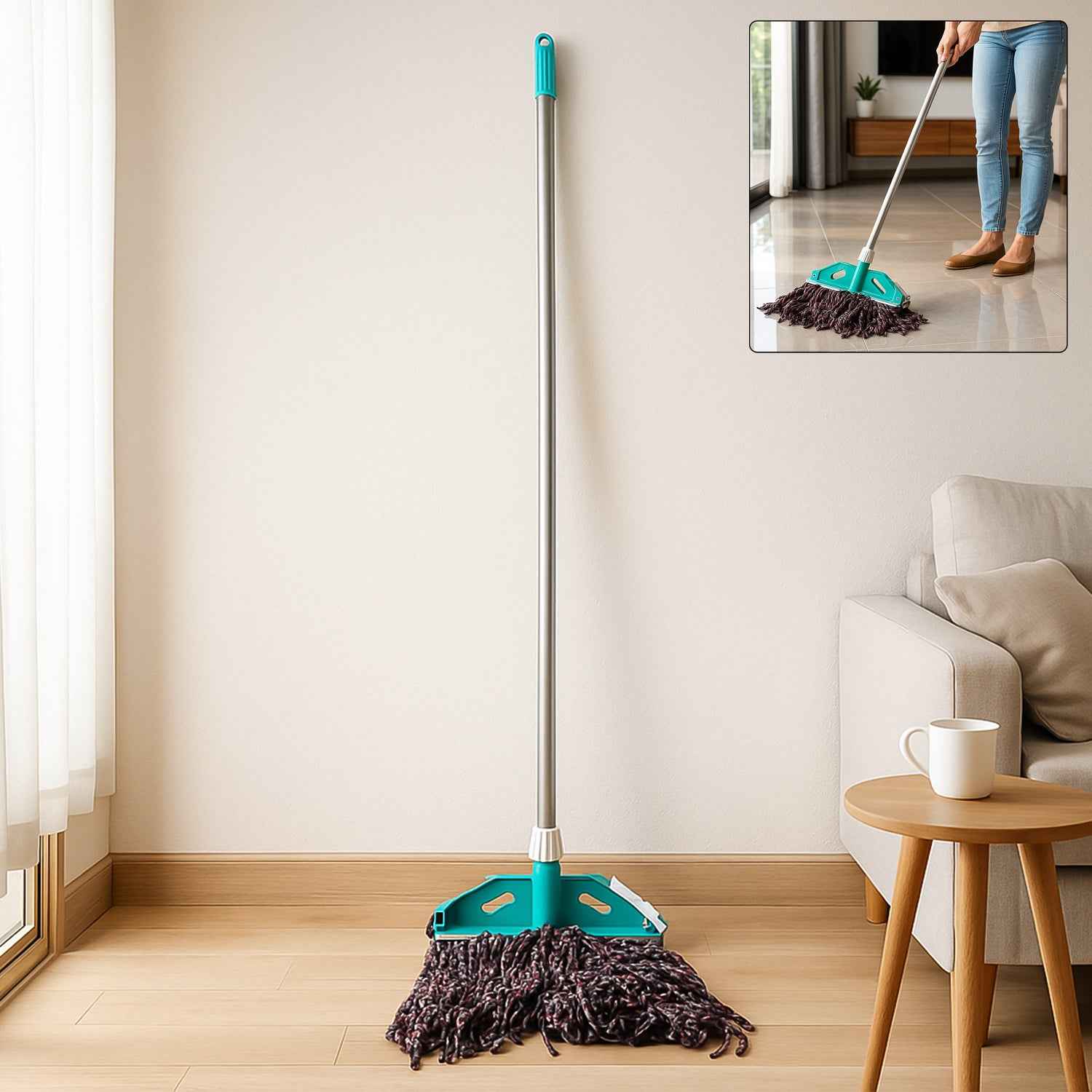 Premium Cotton Yarn Floor Cleaning Mop With Long Handle (1 Pc)