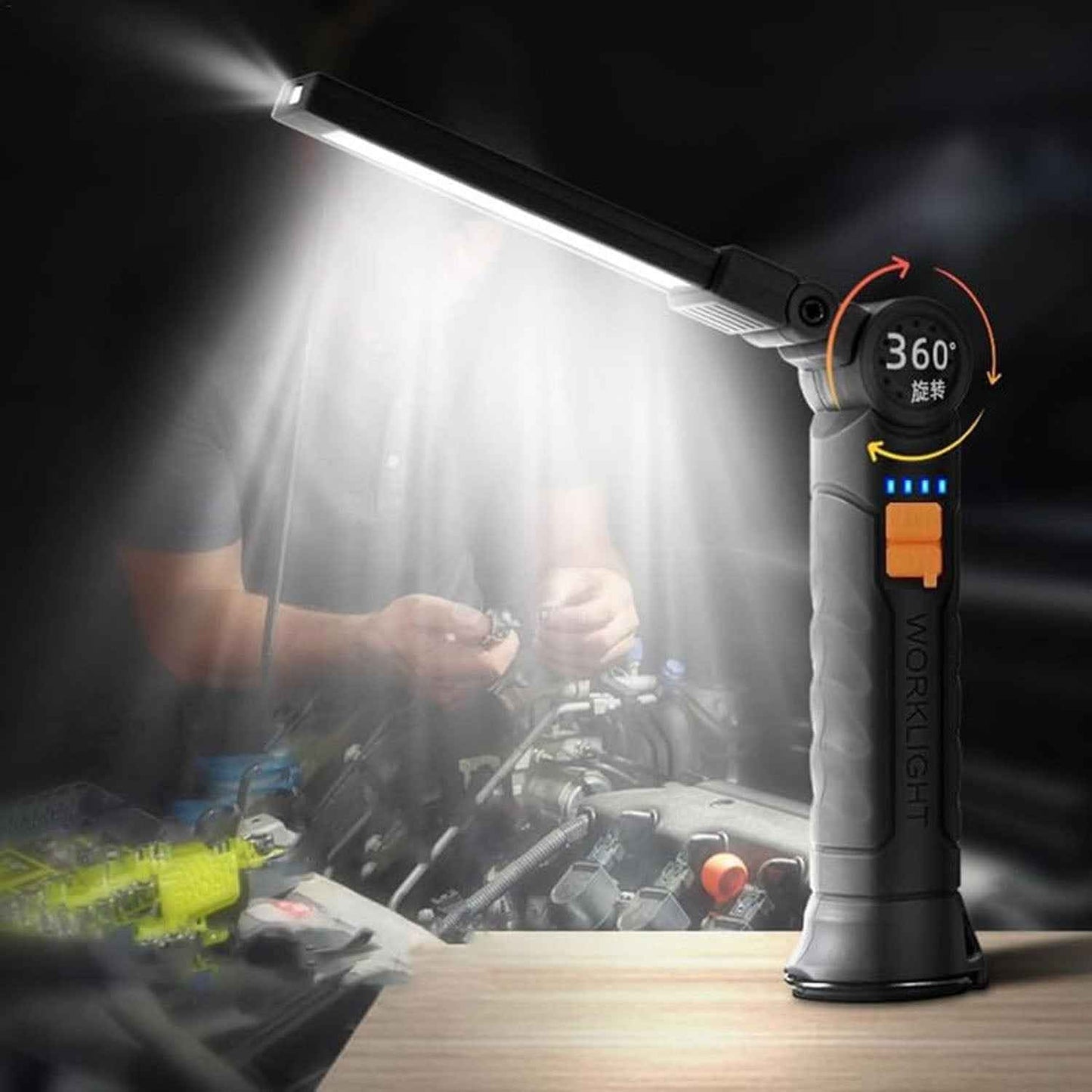 Compact Rechargeable Small Led Work Light With Adjustable Arm And Magnetic Base