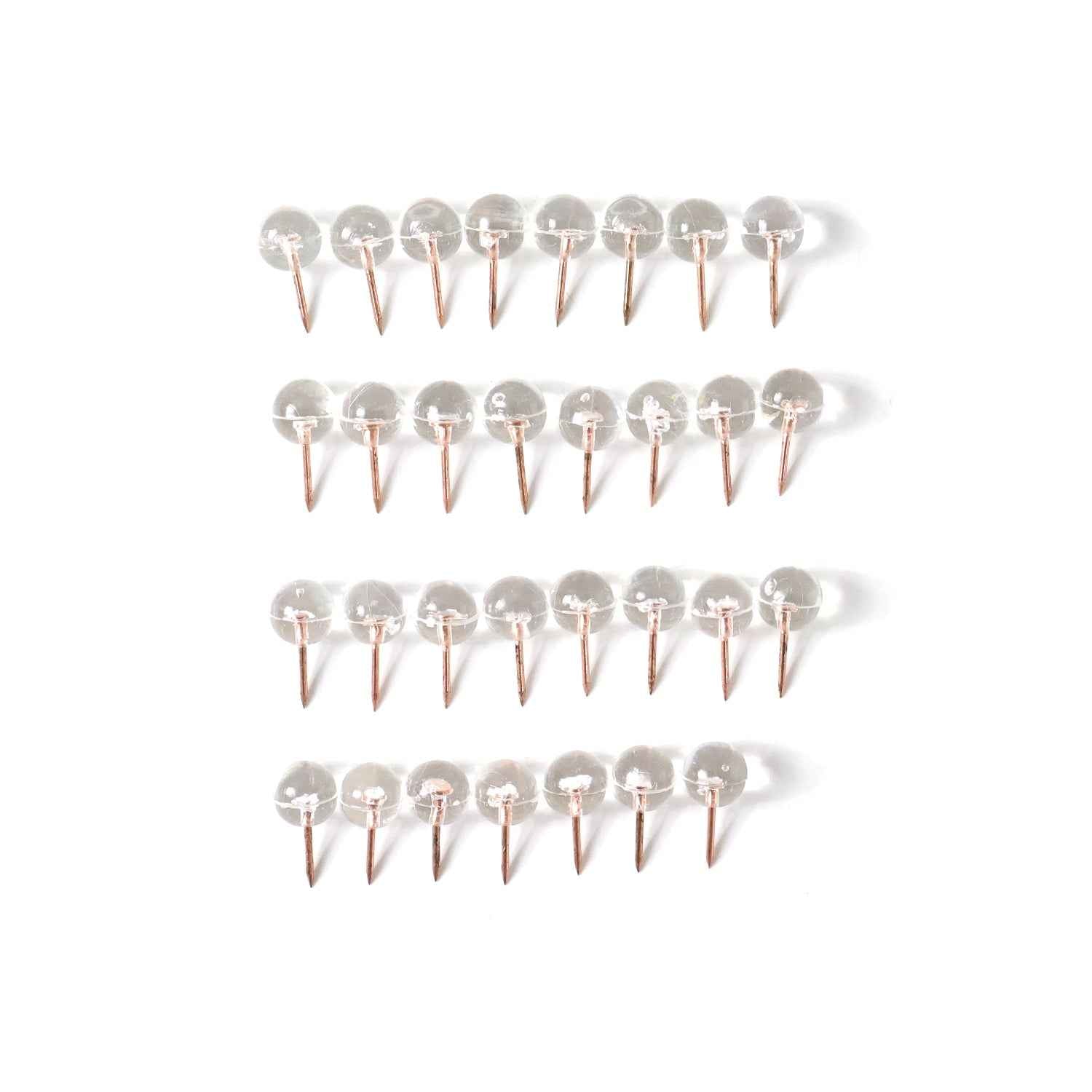 Transparent Crystal Head Push Pins Set For Notice Board (30 Pc)