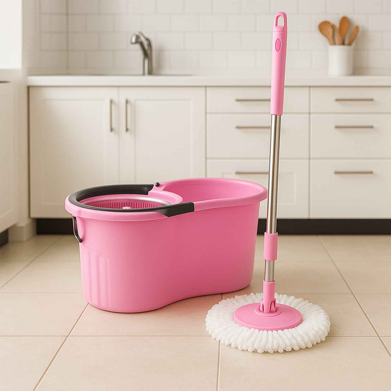 4942 Quick Spin Mop With Steel Spin Bucket Floor Cleaning Easy Wheels  Big Bucket Floor Cleaning Mop With Bucket