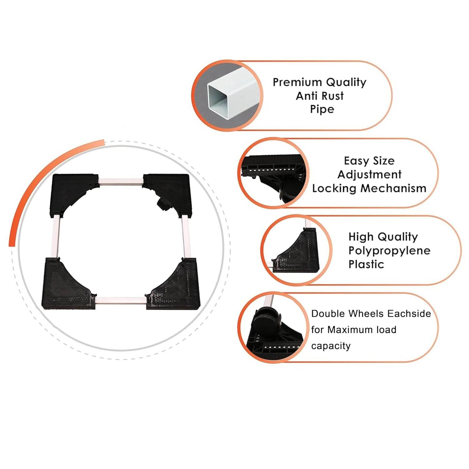 Adjustable Heavy-duty Fridge And Washing Machine Stand Base Trolley 50x50 Cm - Best Deals at BeSh Deals®