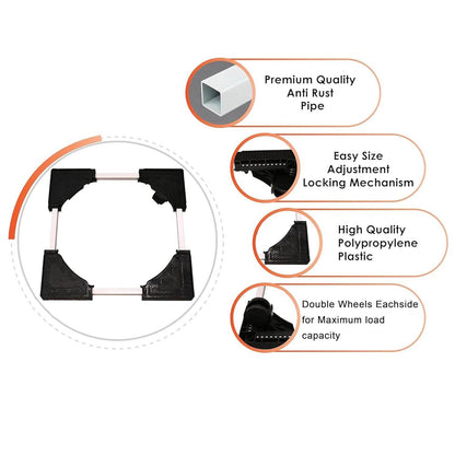 Adjustable Heavy-duty Fridge And Washing Machine Stand Base Trolley 50x50 Cm - Best Deals at BeSh Deals®