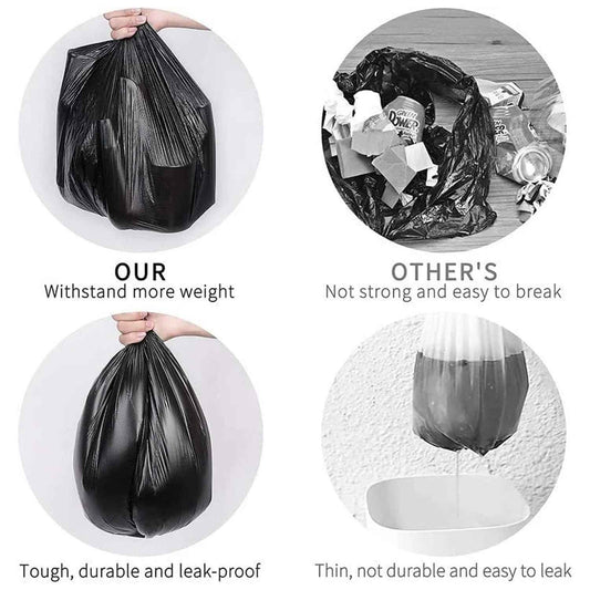 Heavy-duty Black Garbage Bag Roll For Home  Commercial Waste Disposal (1 Roll)