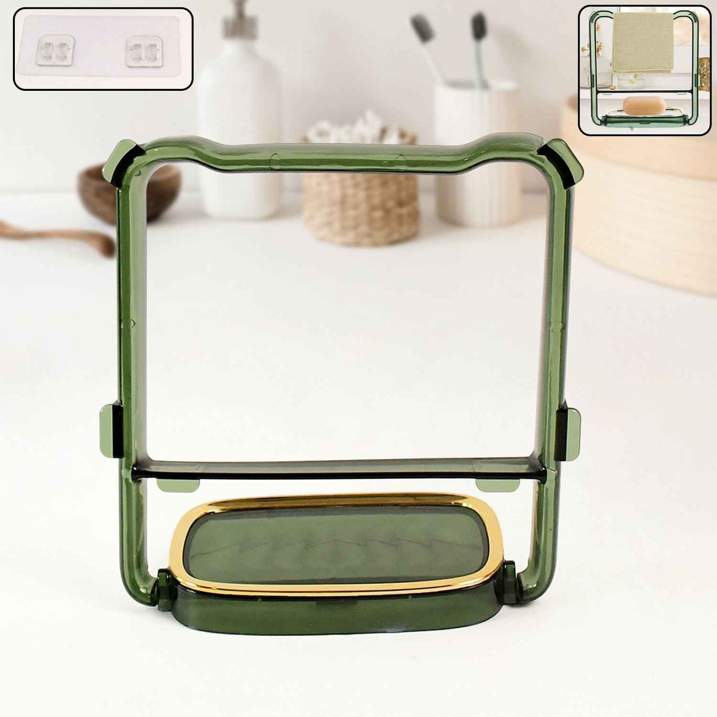 2-in-1 Self-adhesive Towel Hanger  Soap Holder Stand (1 Pc)