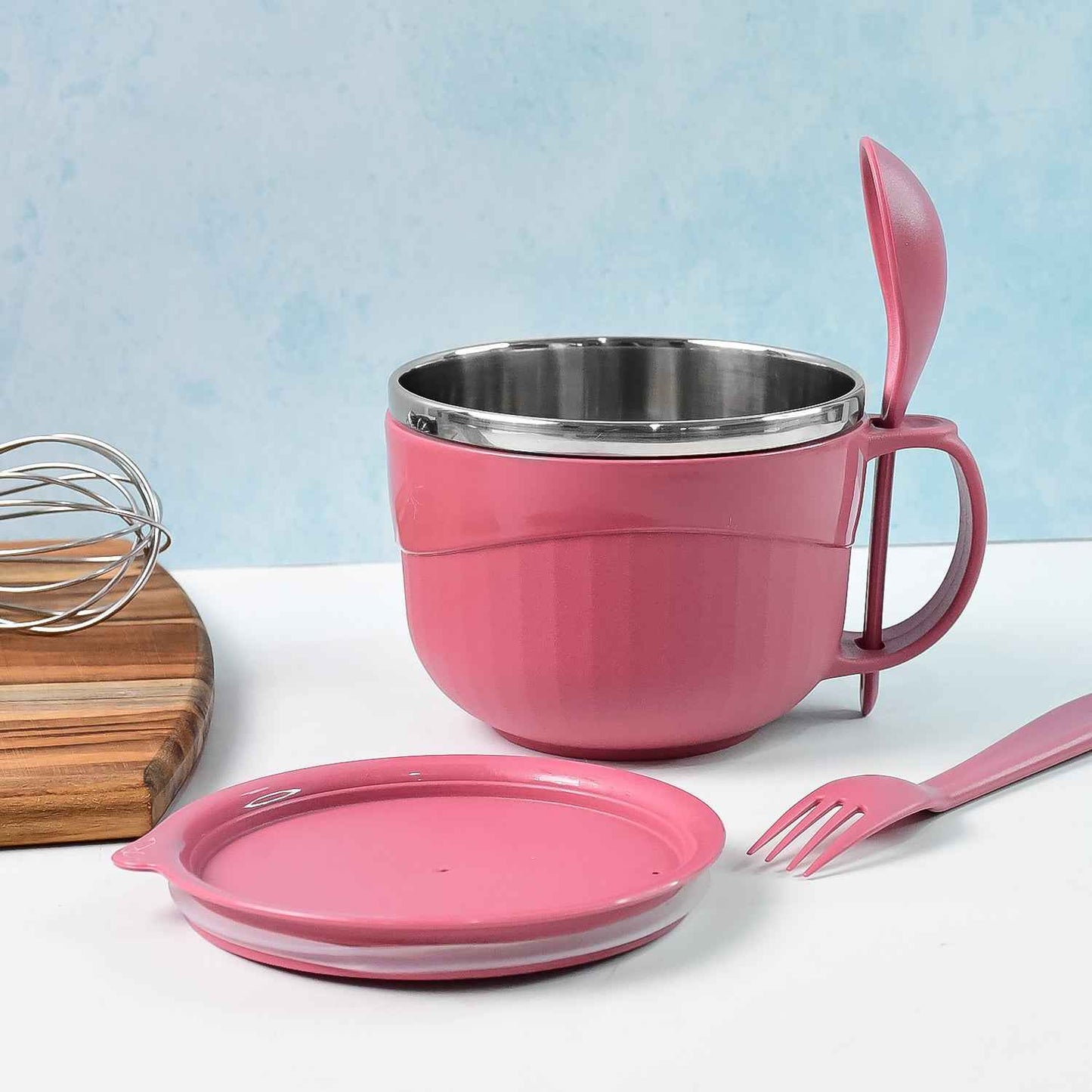 Apex Premium 700 Ml Multipurpose Noodle Bowl With Handle Lid And Fork