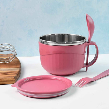 Apex Premium 700 Ml Multipurpose Noodle Bowl With Handle Lid And Fork