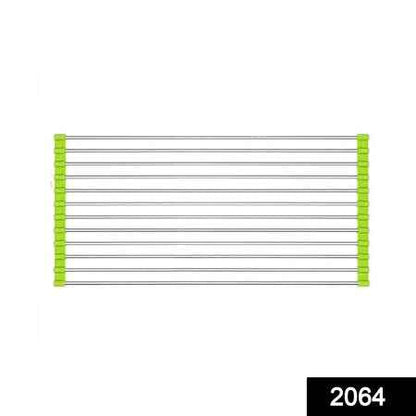 2064 Foldable Drain Rack Kitchen Sink Roll Up Dish Drying Rack Portable Dish Rack