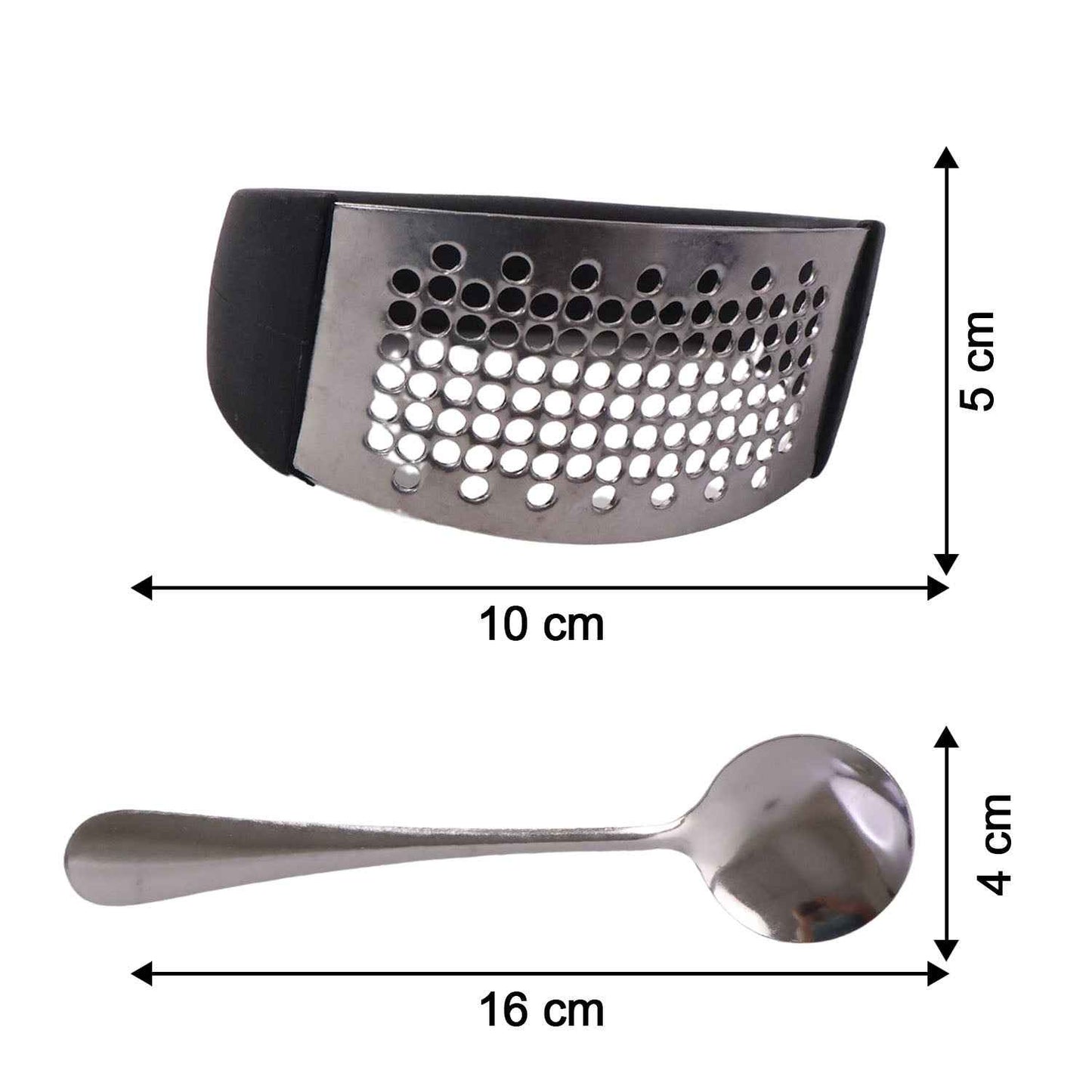 Heavy-duty Garlic Press Tool With Spoon Set (2 Pc Set)
