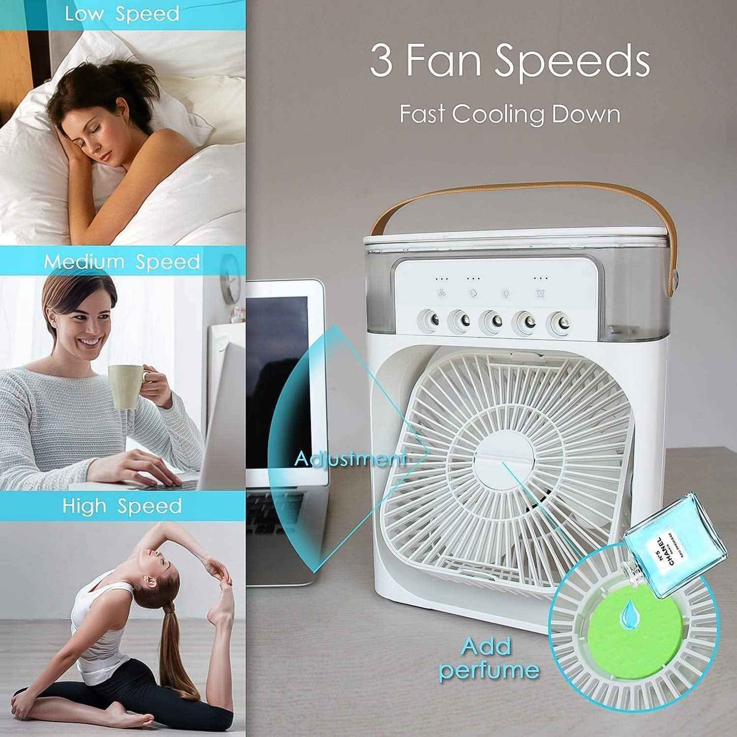 Portable Air Conditioner Fan 7 Color Changing Light (Big  1 Pc) - Best Deals at BeSh Deals®