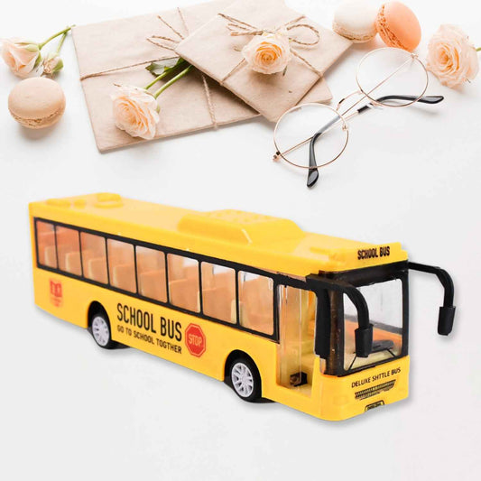 Inertia Bus Toys  High Simulation Yellow Fine Details Mini Bus Model Car Toys Prizes For Gift Collections
