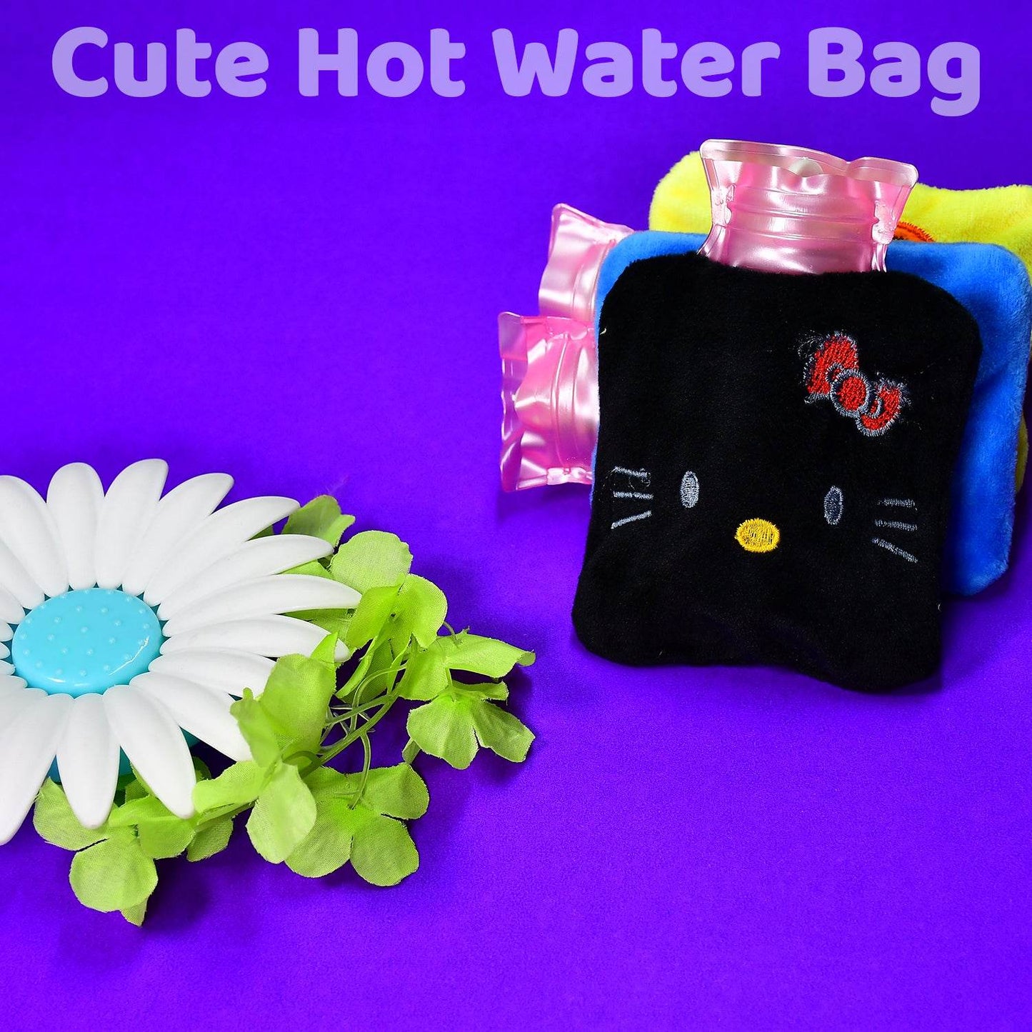 6513 Black Hello Kitty Small Hot Water Bag With Cover For Pain Relief Neck Shoulder Pain And Hand Feet Warmer Menstrual Cramps. - Best Deals at BeSh Deals®