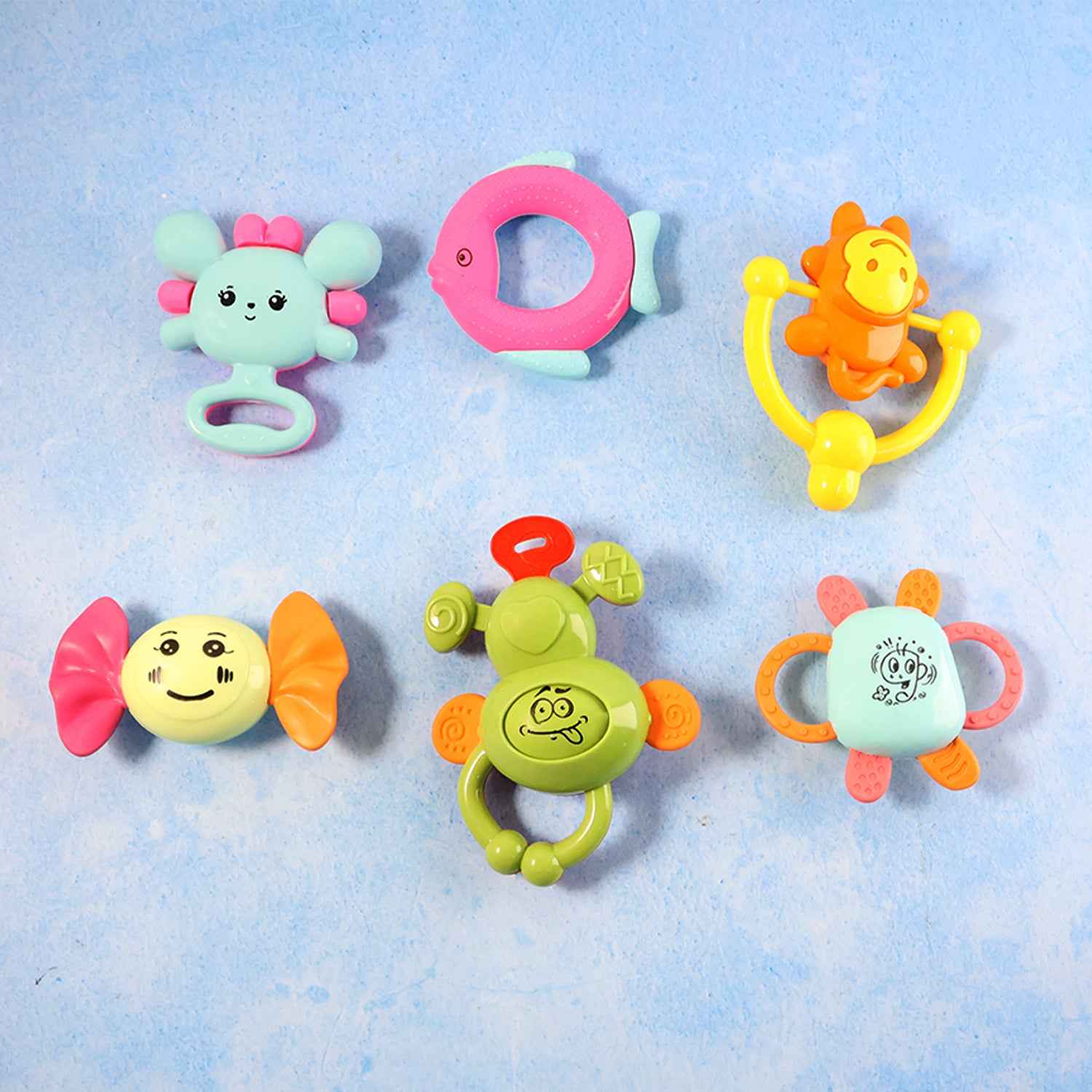 Play Cart Tiny Joys Rattle Toy Set  6-in-1 Baby Rattles