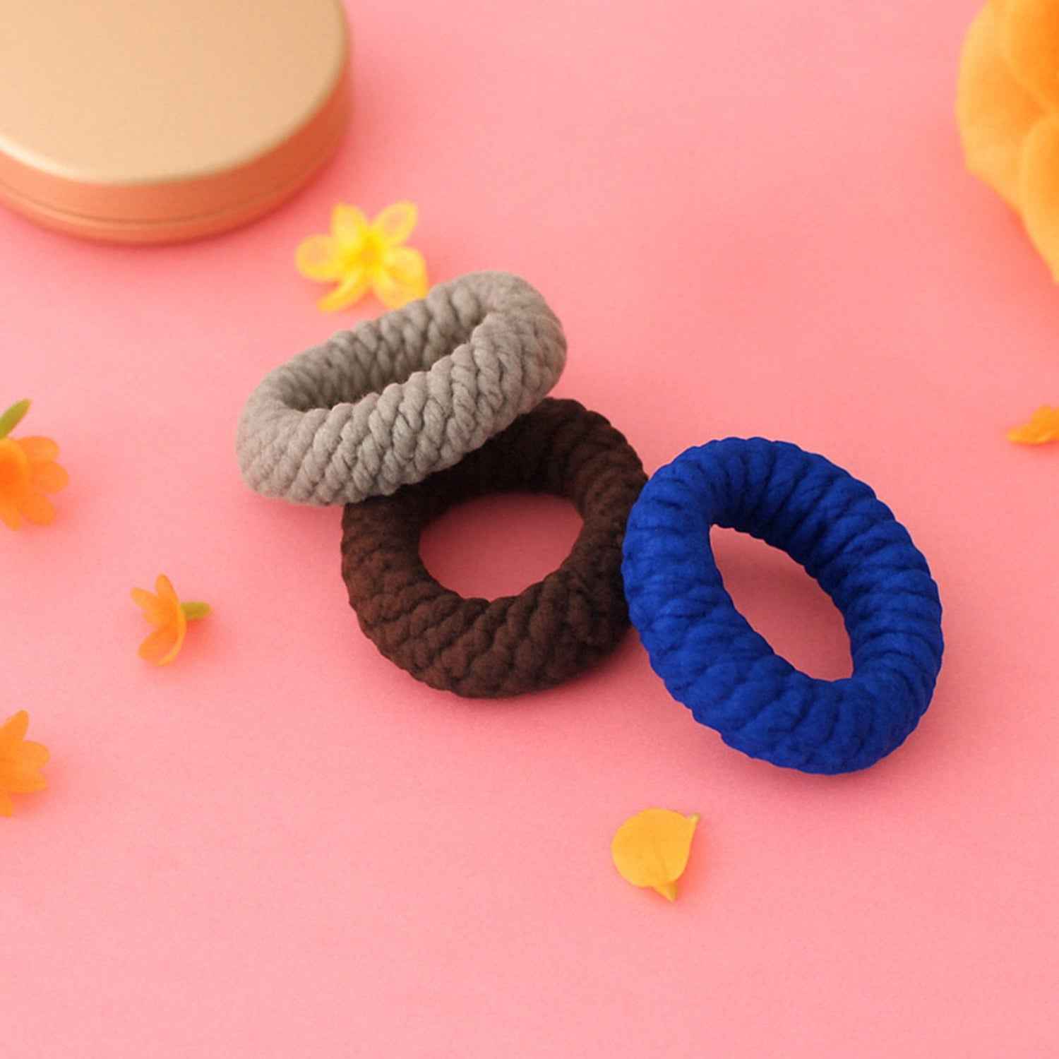 Tyre Shape Hair Rubber Bands Pack Of 3 (Multicolour)