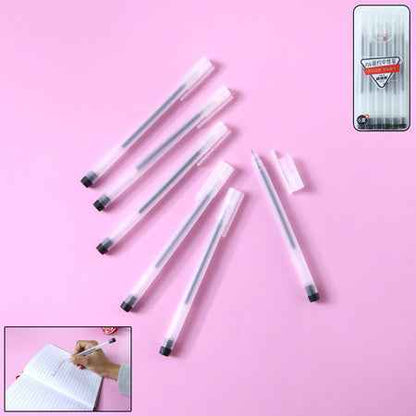 Transparent Smooth Writing Black Gel Pens Set Of 6 Pieces