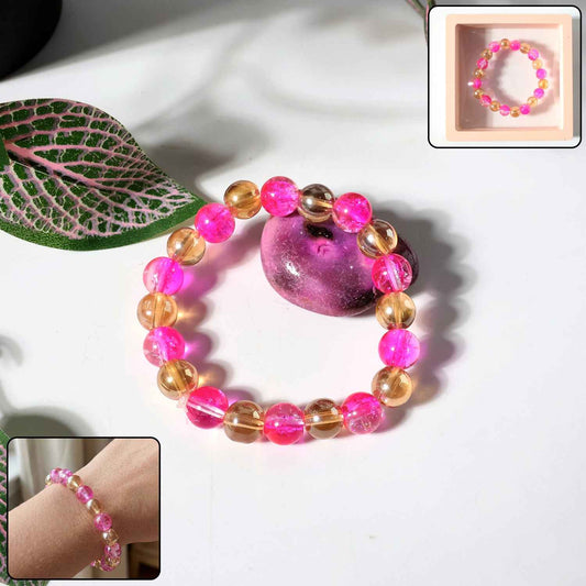 Elegant Dual-tone Crystal Beaded Stretch Bracelet (1 Pc)