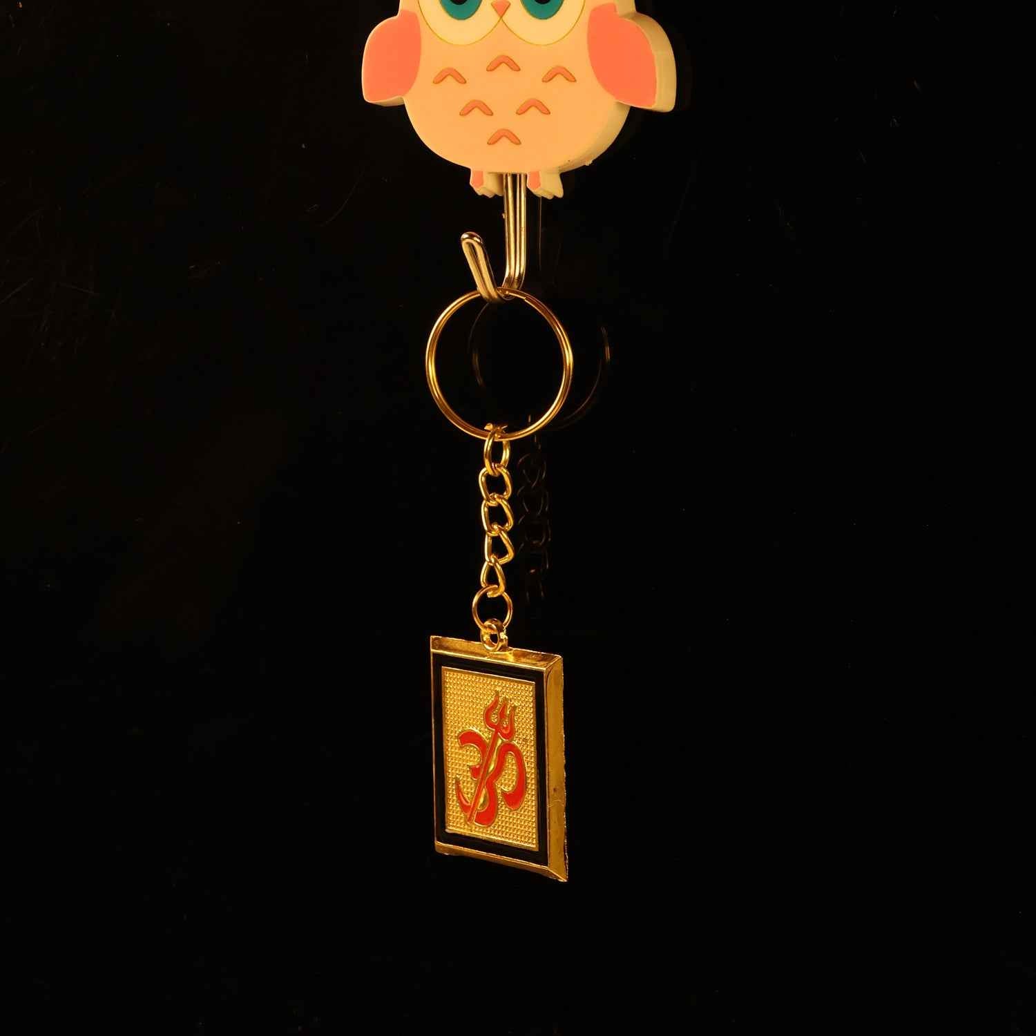 Om Trishul Symbol Golden Keychain (1 Pc)